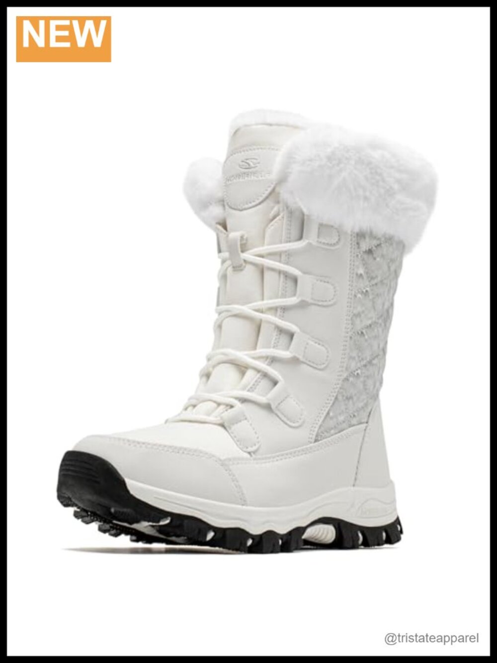 Women's Winter Snow Boots Water Resistant Faux Fur Lining Lace Up Mid-Calf